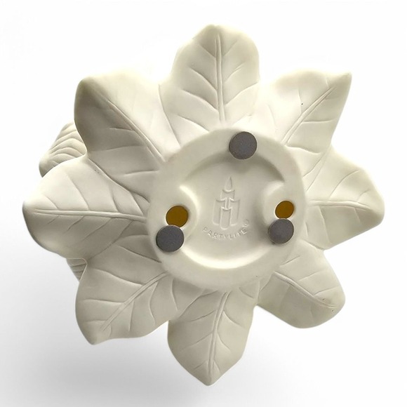 Partylite Porcelain Bisque Magnolia Lotus Flower Blossom Candle Holder Gold Bead - Picture 7 of 7